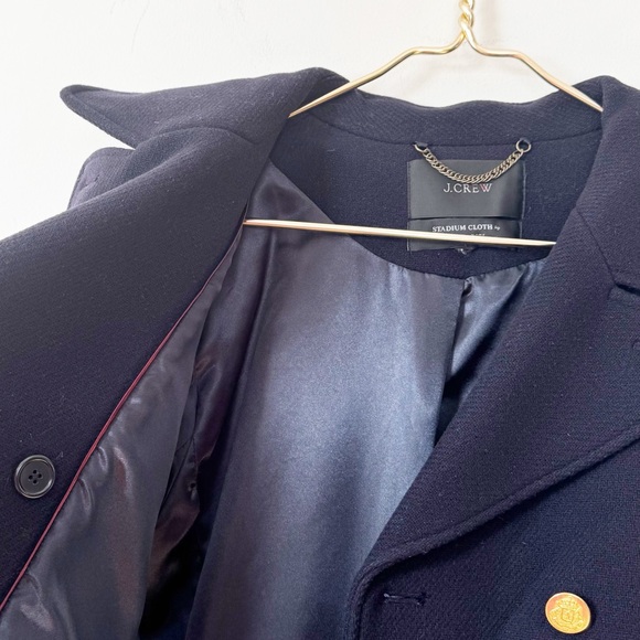 J Crew Navy Pea Coat Wool Stadium Cloth by Nello Gori 14 Gold Buttons - Picture 12 of 13